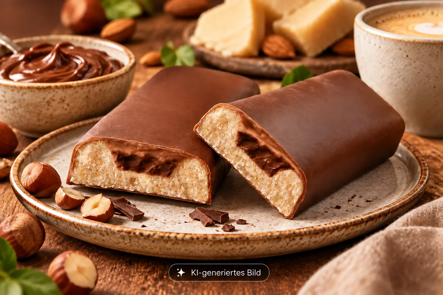 Marzipanbrot mit Nougatkern schön angerichtet